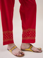Load image into Gallery viewer, Red Chikankri Embroidered Cotton Kurta With Pants(Set Of 2)