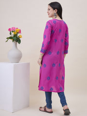 Mauvish Pink Cotton Kurta for Women with Pockets