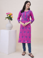 Load image into Gallery viewer, Mauvish Pink Cotton Kurta for Women with Pockets