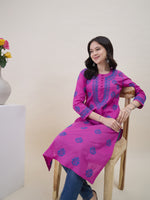 Load image into Gallery viewer, Mauvish Pink Cotton Kurta for Women with Pockets