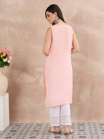 Load image into Gallery viewer, Peach Kota Chikankari Kurta with Cotton Slip