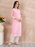 Load image into Gallery viewer, Light Pink Cotton Kota Chikankari Kurta
