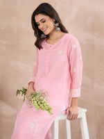 Load image into Gallery viewer, Light Pink Cotton Kota Chikankari Kurta