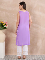 Load image into Gallery viewer, Mauve Chanderi Chikankari Kurta with Silk Organza Dupatta