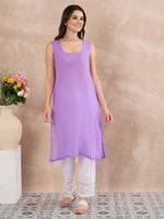 Load image into Gallery viewer, Mauve Chanderi Chikankari Kurta with Silk Organza Dupatta