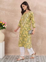 Load image into Gallery viewer, Yellow Cotton Printed Chikankari Kurta