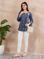 Load image into Gallery viewer, Handcrafted Chikankari Denim Shirt