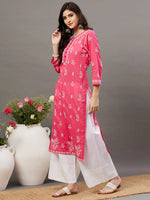 Load image into Gallery viewer, Pink mul cotton kurta with chikankari - Rakhi Apparels
