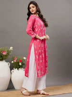 Load image into Gallery viewer, Pink mul cotton kurta with chikankari - Rakhi Apparels
