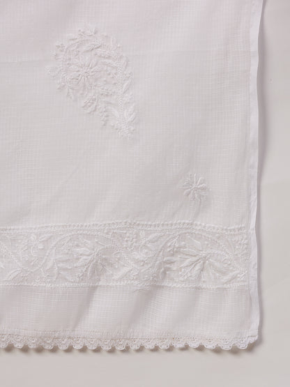 Kota Dupatta with chikankari