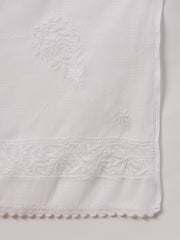 off white kota dupatta with chikankari - Rakhi Apparels