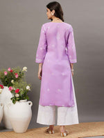 Load image into Gallery viewer, mauve cotton chikankari kurta with front yoke
