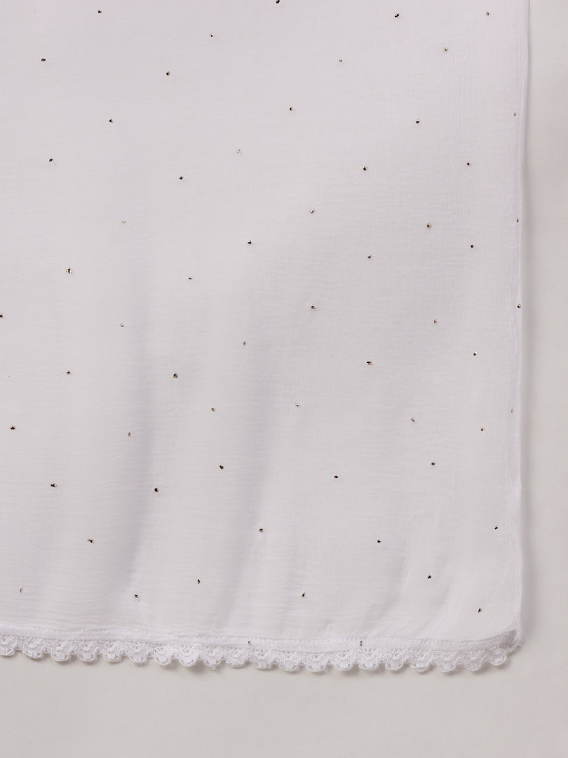 white chiffon dupatta with silver mukaish dupatta - Rakhi Apparels