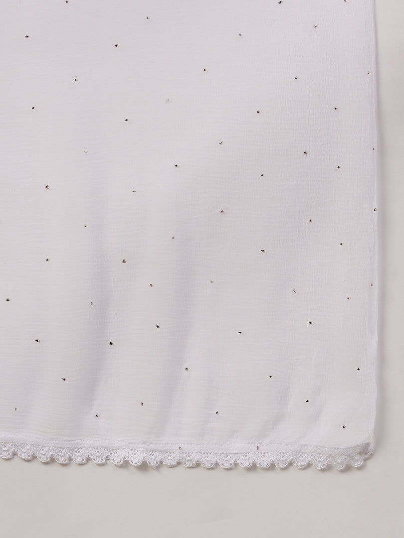 white chiffon dupatta with golden mukaish dupatta - Rakhi Apparels