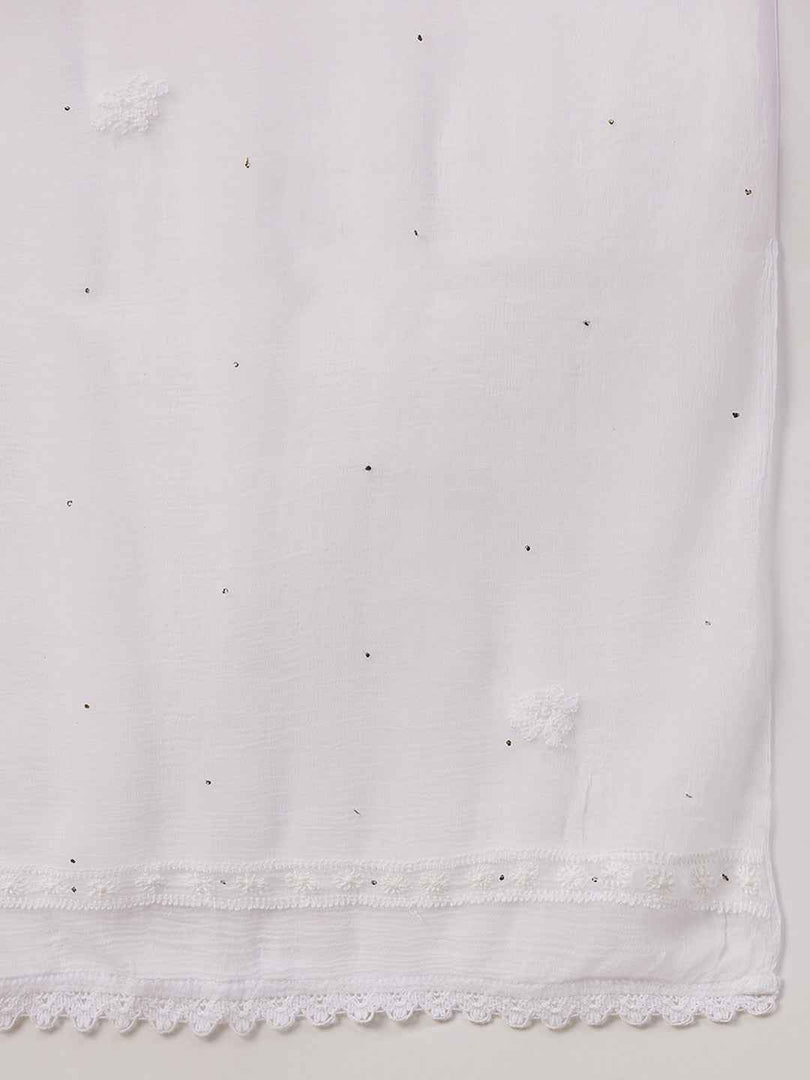 Black cotton kurta with chikankari