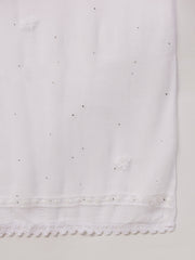 white chiffon dupatta with chikankari - Rakhi Apparels