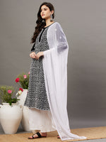 Load image into Gallery viewer, Black round neck cotton kurta with all over chikankari zaal - Rakhi Apparels
