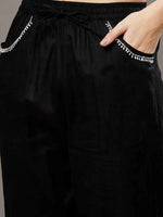 Load image into Gallery viewer, Black mul kurta with chikankari
