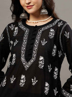 Load image into Gallery viewer, Black mul kurta with chikankari
