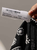 Load image into Gallery viewer, Black cotton dress with front button chikankari
