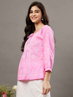 Load image into Gallery viewer, Pink chikankari cotton top
