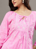 Load image into Gallery viewer, Pink chikankari cotton top
