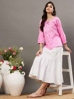 Load image into Gallery viewer, Pink chikankari cotton top

