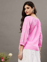 Load image into Gallery viewer, Pink chikankari cotton top
