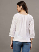 Load image into Gallery viewer, White chikankari cotton top
