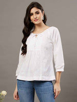 Load image into Gallery viewer, White chikankari cotton top
