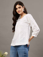 Load image into Gallery viewer, White chikankari cotton top
