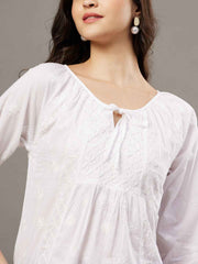White chikankari cotton top