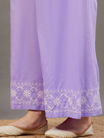 Load image into Gallery viewer, MAUVE cotton chikankari kurta and palazoo set of 2 - Rakhi Apparels
