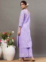Load image into Gallery viewer, MAUVE cotton chikankari kurta and palazoo set of 2 - Rakhi Apparels
