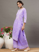 Load image into Gallery viewer, MAUVE cotton chikankari kurta and palazoo set of 2 - Rakhi Apparels
