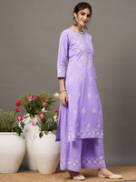 Load image into Gallery viewer, MAUVE cotton chikankari kurta and palazoo set of 2 - Rakhi Apparels
