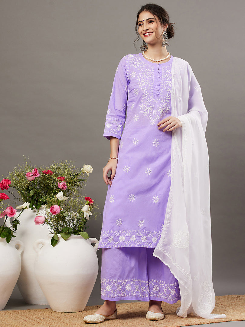 white organza dupatta with chikankari - Rakhi Apparels