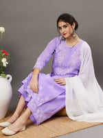 Load image into Gallery viewer, MAUVE cotton chikankari kurta and palazoo set of 2 - Rakhi Apparels
