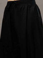 Load image into Gallery viewer, Black cotton chikankari kurta and palazzo set of 2
