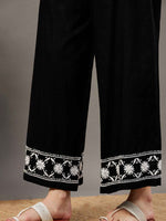 Load image into Gallery viewer, Black cotton chikankari kurta and palazzo set of 2
