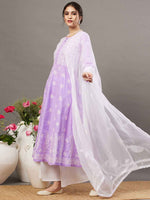 Load image into Gallery viewer, Mauve cotton anarkali with chikankari
