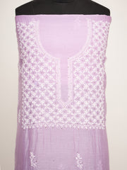 Mauve mul chanderi unstitched kurta with dupatta with chikankari - Rakhi Apparels