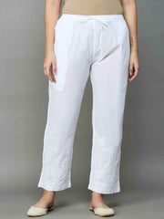 white cotton pants with chikankari