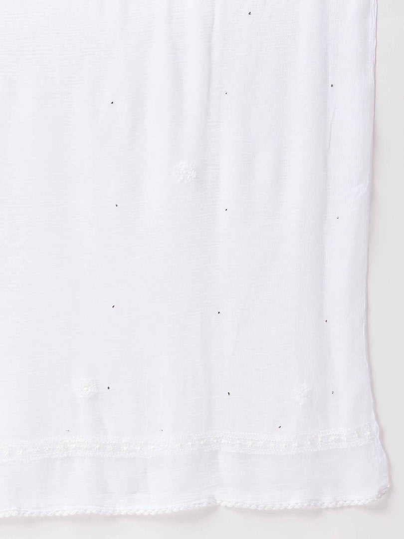 Pink round neck chikankari cotton anarkali