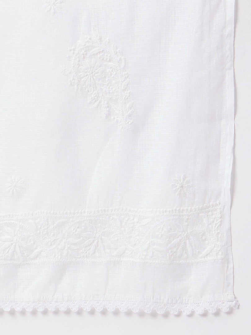 Pink round neck chikankari cotton anarkali