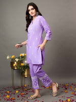 Load image into Gallery viewer, mauve coitton  cord set with chikankari set of 2
