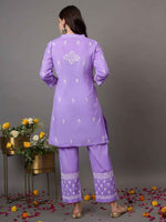 Load image into Gallery viewer, mauve coitton  cord set with chikankari set of 2
