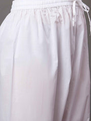 White cotton pants organza insert and chikankari