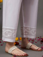 Load image into Gallery viewer, White cotton pants organza insert and chikankari
