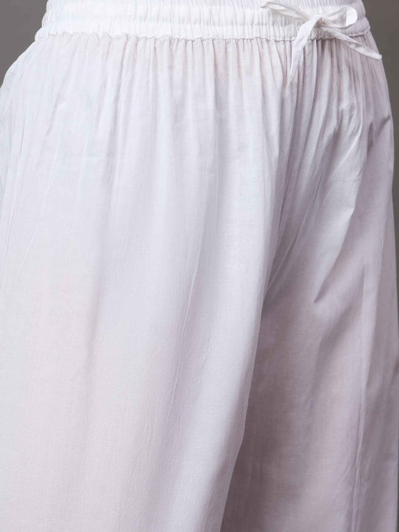White Cotton Chikankari Palazzo